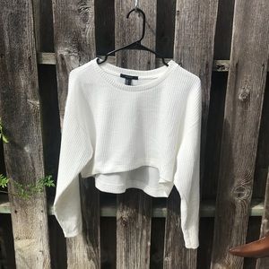 White Textured Cropped Top